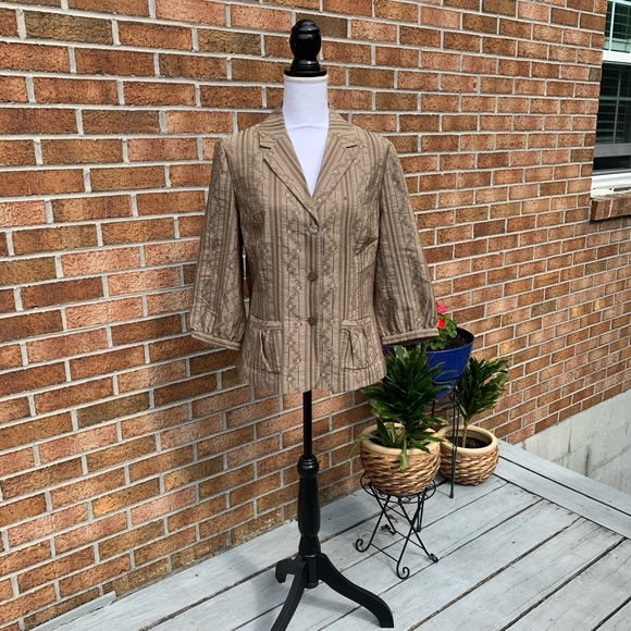 🎉HP🎉 New J. Jill Khaki Dress Jacket Blazer Embroidered - Picture 1 of 8